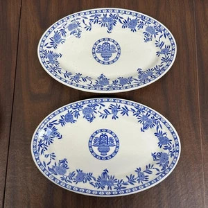 Vintage Jackson China Blue Floral Serving Platters SET OF 2 Restaurant Ware USA - Picture 1 of 9