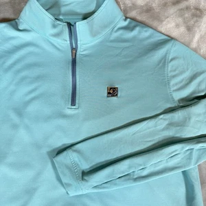Pullover Peter Millar 1/4 Cremallera Para Hombres XL Azul Teal Laurel Creek Country Club Golf - Imagen 1 de 10