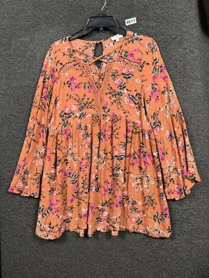 Vestido túnica floral Umgee para mujer talla L multicolor mangas largas campana cuello en V  Foto 1 de 4