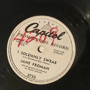 10" 78 RPM-Jane Froman-I Solemnly Swear/Backward Turn Backward/Capitol 2755 - Picture 1 of 4