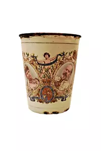 Antik 1902 Coronation Becher Edward VII & Queen Alexandra Emaille Dose Cup - Bild 1 von 11