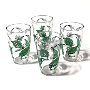 Libbey, vetro trasparente con foglie verde scuro 8 oz. Bicchieri, set di 4 - Foto 1 di 3