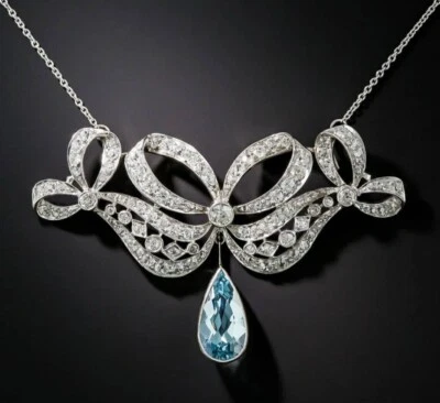 Colgante aguamarina simulada de 2,00 quilates corte pera fiesta enchapado en oro blanco de 14 quilates Foto 1 de 3