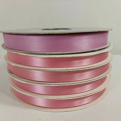 Розовая фиолетовая ацетатная атласная лента 5 рулонов 100 ярдов каждый цветочный подарок рукоделие сделай сам новая - Изображение 1 из 4