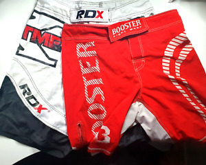 Set of 2 MMA Fighting shorts Booster red RDX white X6 fight gear Size M / L