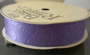 Continental Warm Blue Purple Embossed Floral Fabric Ribbon Design 20 Yards 7/8 - Imagen 1 de 5