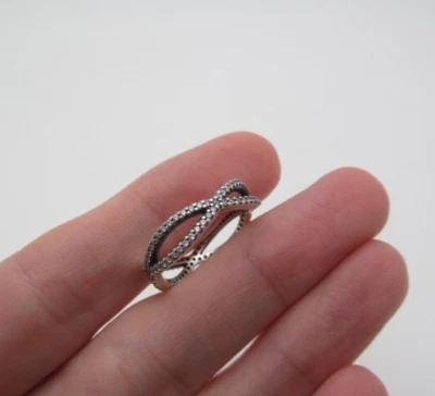 Pandora Ale Infinity Loop 925 Sterling Silver Sparkling Crystal Ring Size 7.5 - Image 1 of 4