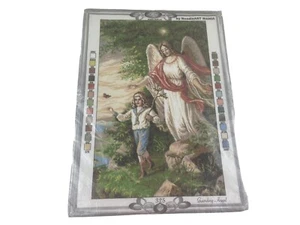 Krif Guarding Angel Needlepoint Canvas Needleart Mania 9.5” By 15” Boy Butterfly - Picture 1 of 7