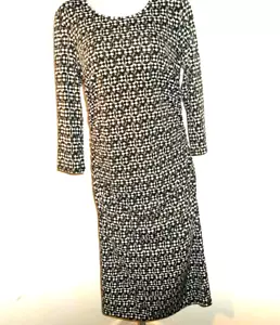 NUEVO CON ETIQUETAS $78, MILANO Blanco y Negro Bodycon Elegante Vestido Acanalado Talla Grande Largo Té - Imagen 1 de 11