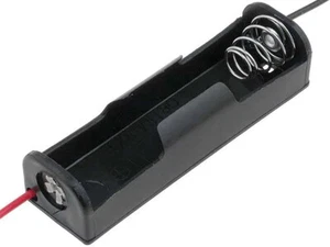 Single AA Battery Holder with Wire Leads, Black Plastic (2.3" × 0.65" × 0.52") - Picture 1 of 1