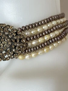 HEIDI DAUS Art Deco Style Pendant Muliti Strand Pearl 16 " Choker (imperfections - Picture 1 of 24