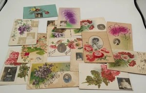 Viktorianische Postkarten Anfang 1900 mit beigefügten Echtfotos die meisten Frauen Lot 14 - Bild 1 von 9