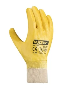teXXor® Nitril-Handschuhe STRICKBUND Gelb/Beige Schutzhandschuhe Sicherheit - Bild 1 von 1