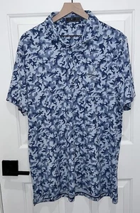 G/Fore Baja Blue Mapped Icon Camo Tech Modern Spread Collar Polo XL Waldorf Golf - Picture 1 of 8