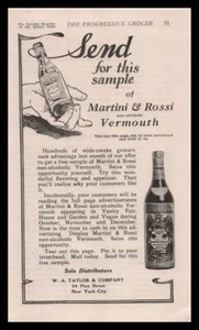 1926 Martini & Rossi Vermouth Bottle W.A. Taylor & Co. New York Vintage Print Ad - Picture 1 of 1