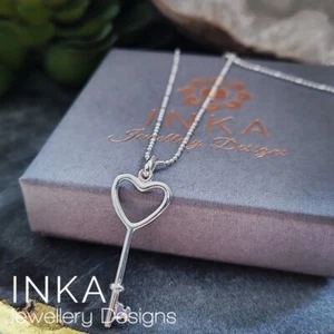 Inka Sterling Silver 18" Necklace with Beautiful 925 Key pendant 21st Birthday - Picture 1 of 6