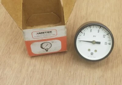 US Gauge 15# 15 Pound 1.5" or 1-1/2" Back-mount Pressure Gauge 1/8" MNPT - NEW - Image 1 of 3