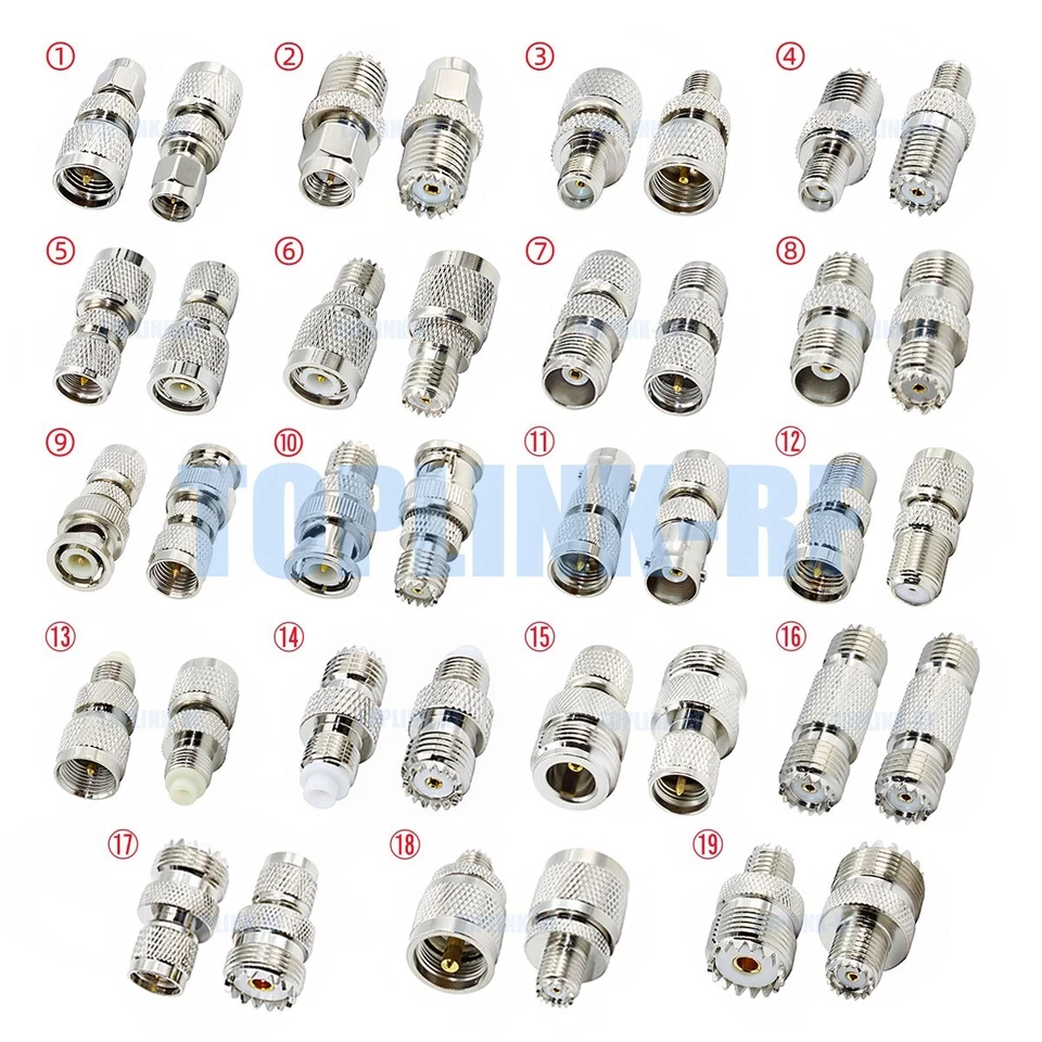 1x Mini UHF to SMA TNC BNC F FME N UHF Mini-UHF Male Female RF Connector Adapter - Image 1 of 2