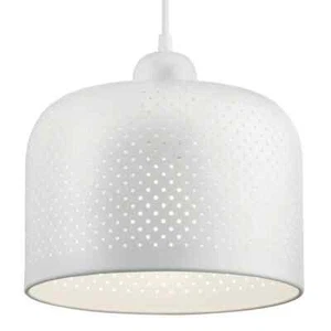 KICHLER Pendant Light Ceiling Fixture White Metal Shade Perforated Minimalist - Picture 1 of 7