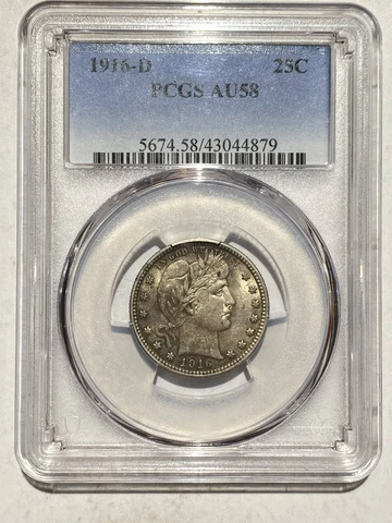1916 D Barber Quarter PCGS AU-58 Cover