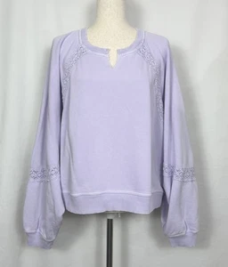 Aerie Women’s Hey Crochet Sweatshirt Lavender Size M - Picture 1 of 3