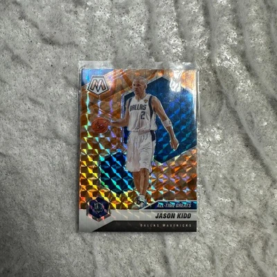 Tarjeta Prizm 2020-21 Mosaic All-Time Greats naranja reactiva Jason Kidd #294 Foto 1 de 4