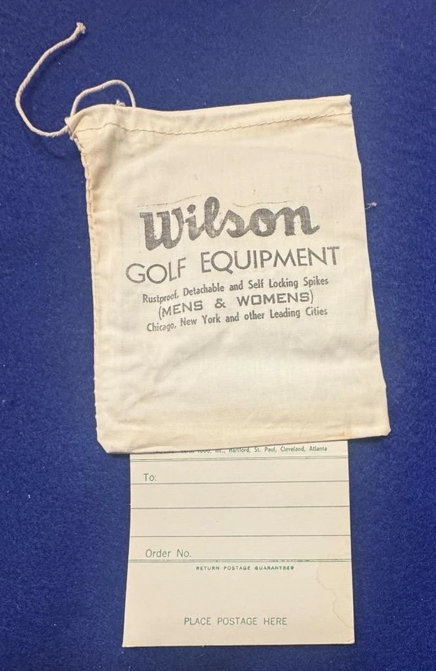 Bolsa de franqueo publicitaria vintage Wilson equipo de golf tela zapato de golf pico Foto 1 de 1