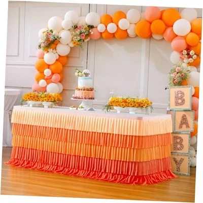 Saia de mesa babado toalha de mesa outono para mesa retangular 168" x 30" (14 pés) laranja - Imagem 1 de 4
