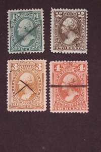 US INTERNAL REVENUE PROPRIETARY 1-4C STAMP SET OF 4 RB11a-RB14a SILKER PAPER - Imagen 1 de 2