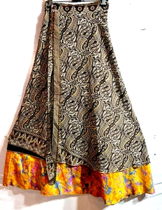 Incredible-art Vintage Silk Sari Magic Wrap Skirt Reversible Double Layer skirt, - Picture 1 of 6