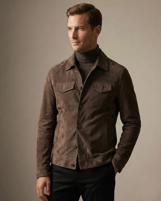 Thom Sweeney Suede Shearling Trucker Jacket | Size S - Image 1 of 4