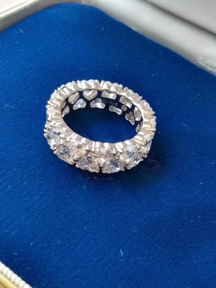 Suzy Levian Sterling Silver & Cubic Zirconia Infinity Hearts Ring Size 5 - Image 1 of 3