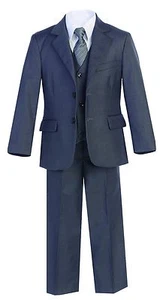 Magen Boys FORMAL SLIM FIT Dark Gray suit 5 pc set coat,vest,pant,shirt,cliptie  - Picture 1 of 7