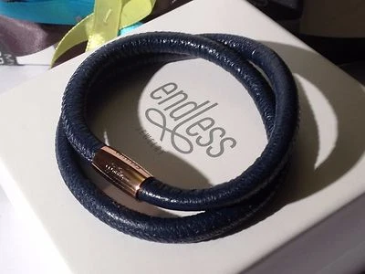 Endlosschmuck 38 cm blau Armband Doppelstrang Rosenverschluss UVP 50£ - Bild 1 von 4