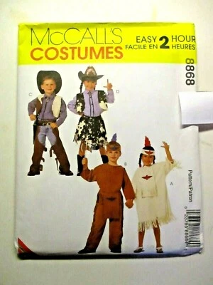 McCall 8868 Wild West Cowboys 1997 Retired Boys Girls 18 Costume Patterns Pieces - Image 1 of 2