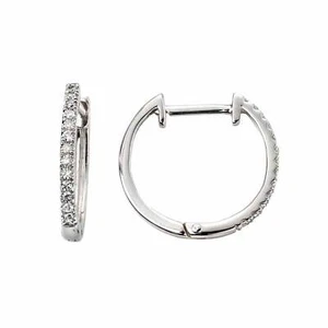 Elementos Oro GE2106 Pendientes Huggie Hoop Con Diamantes Pave - Picture 1 of 1