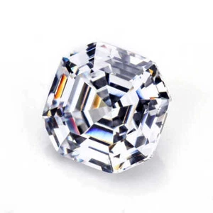 Piedra preciosa suelta AAA brillante circonita cúbica facetada blanca transparente 8 mm corte Asscher - Imagen 1 de 23