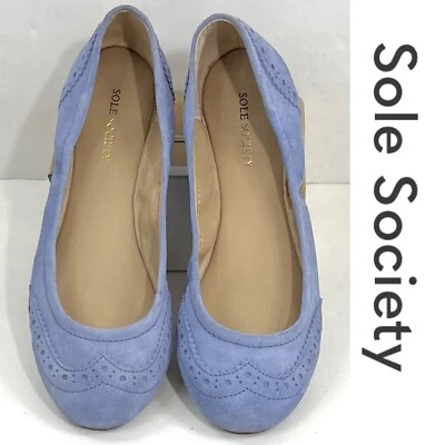 Sole Society Women’s Tanya Suede Leather Flats Size 8.5 Light Blue  - Image 1 of 4