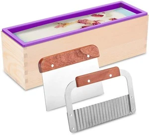 Silicone Soap Mold Bamboo Cutting Tray 2 Stainless Steel Cutting Tools - Picture 1 of 6
