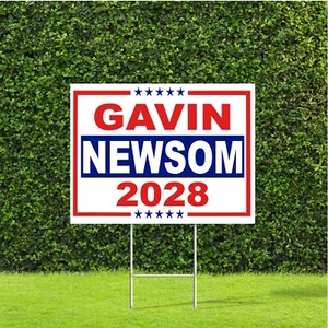 Insegna Gavin Newsom 2028 President Election Yard con palo H in metallo - Foto 1 di 5