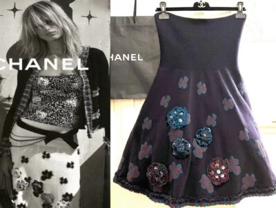 Chanel винтажный 2002 фиолетовый 3-D цветок без бретелек платье 36 38 40 4 6 8 винтажный S M L - Изображение 1 из 4