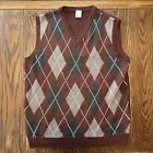 Step Brothers Sweater Mens One Size Brown Argyle Vest Halloween Costume Dale
