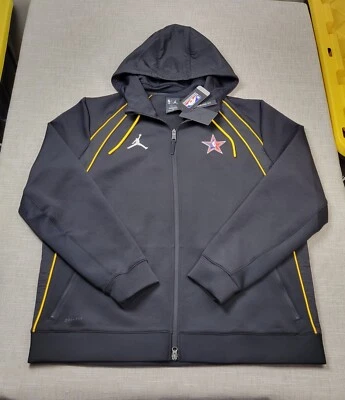 NIKE Air Jordan NBA All Star 2024 Hoodie Jacket XL Mens Black Yellow Full Zip  - Image 1 of 4