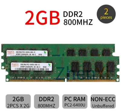 MEMORIE RAM HYNIX 2 BANCHI 2 x 2 GB (4 GB) DDR2 800 MHz DIMM PC2 DESKTOP - Immagine 1 di 4