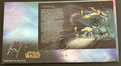 Great Britain FDC 2015 Star Wars Mini Sheet Vehicles - image 1 of 4
