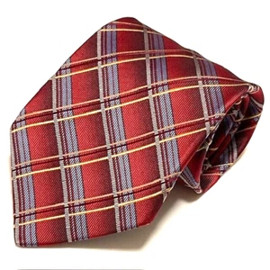 Jos A Bank Tie Red Plaid Geometric Dapper Preppy Stylish Sharp Cool ITALY - Picture 1 of 20