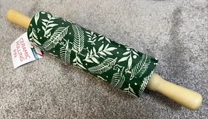 Target Bullseye Playground Ceramic Rolling Pin Green Holly Embossed Wood Handles - Picture 1 of 6