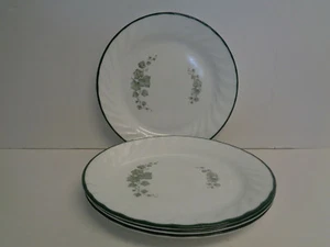 Corelle Callaway Set of 4 Salad Plates White Swirl Dark Green Rim Discontinued - Picture 1 of 3