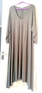 Ladies Box 2 Jersey Taupe Asymmetric Dress Plus Size 28-30 - Picture 1 of 9
