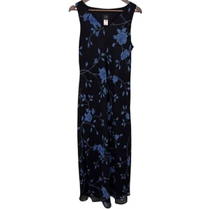 Maxi abito donna Teddi Y2K nero floreale stravagante scuro femminile fata vintage taglia 12 - Foto 1 di 11